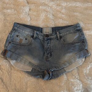 One Teaspoon Faded Blue Jean Shorts